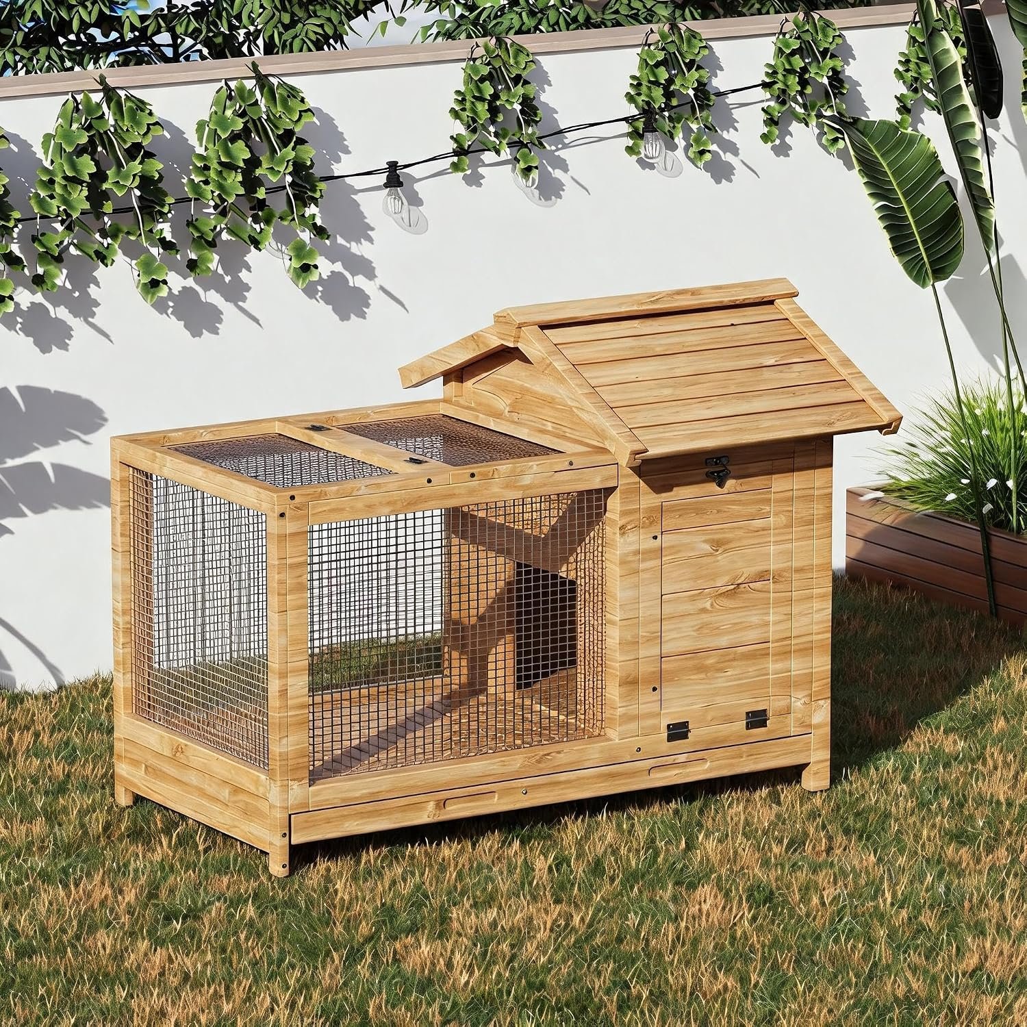 Large 2-Story Weatherproof Wooden Rabbit Hutch Indoor Outdoor
