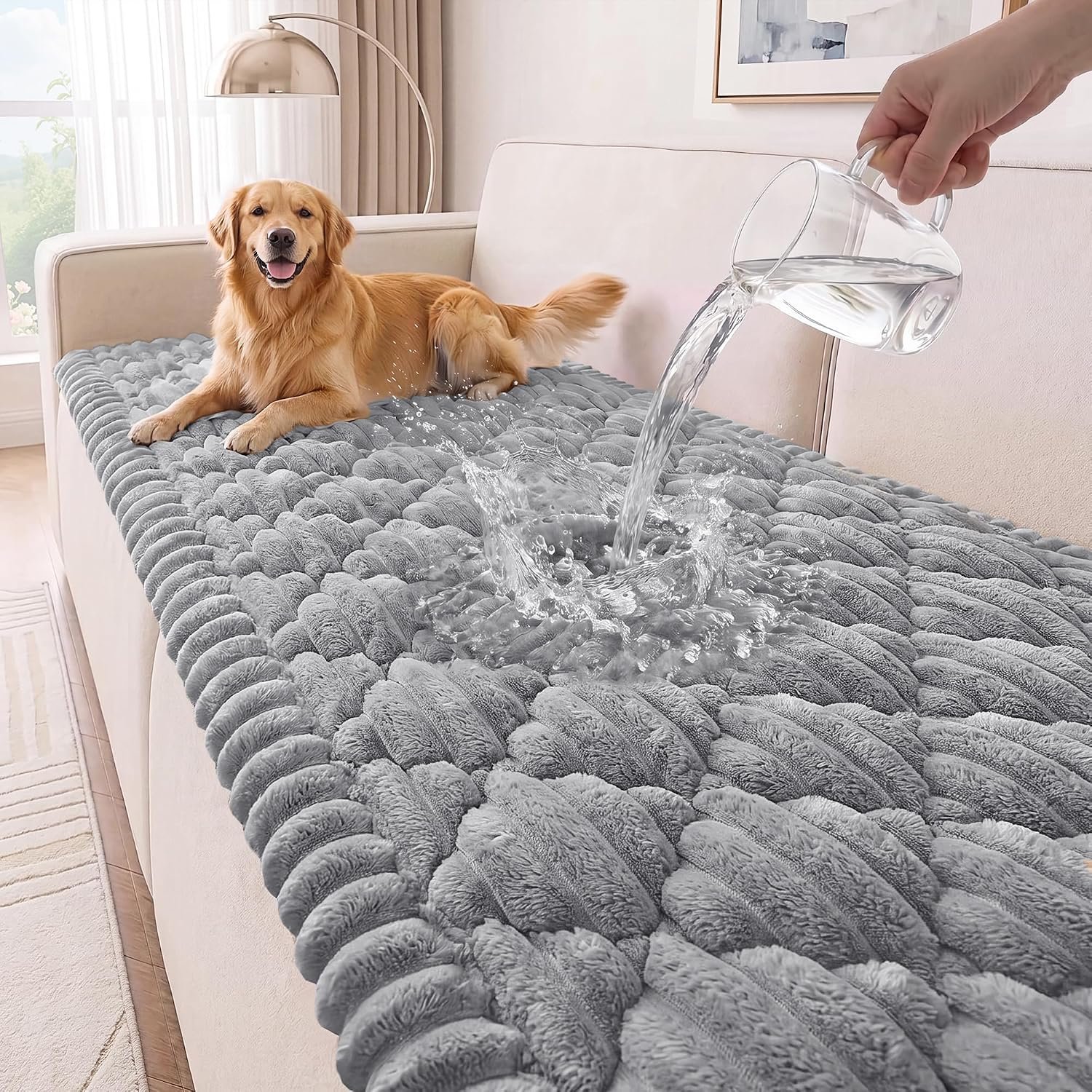 Turquoize Waterproof Dog Couch Cover Non-Slip Pet Couch Covers for Sofa