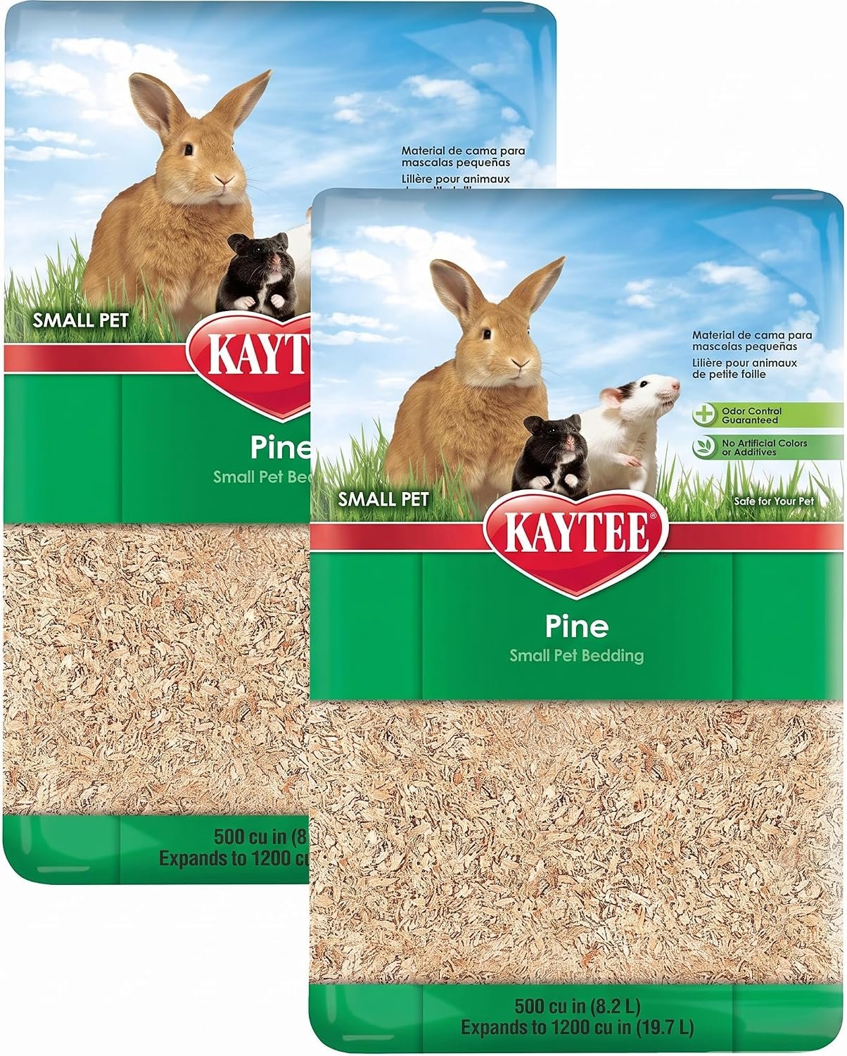 Kaytee Small Animal Pine Bedding for Pet Guinea Pigs, Rabbits, Hamsters, Gerbils, and Chinchillas, 19.7 Liter (Pack of 2)