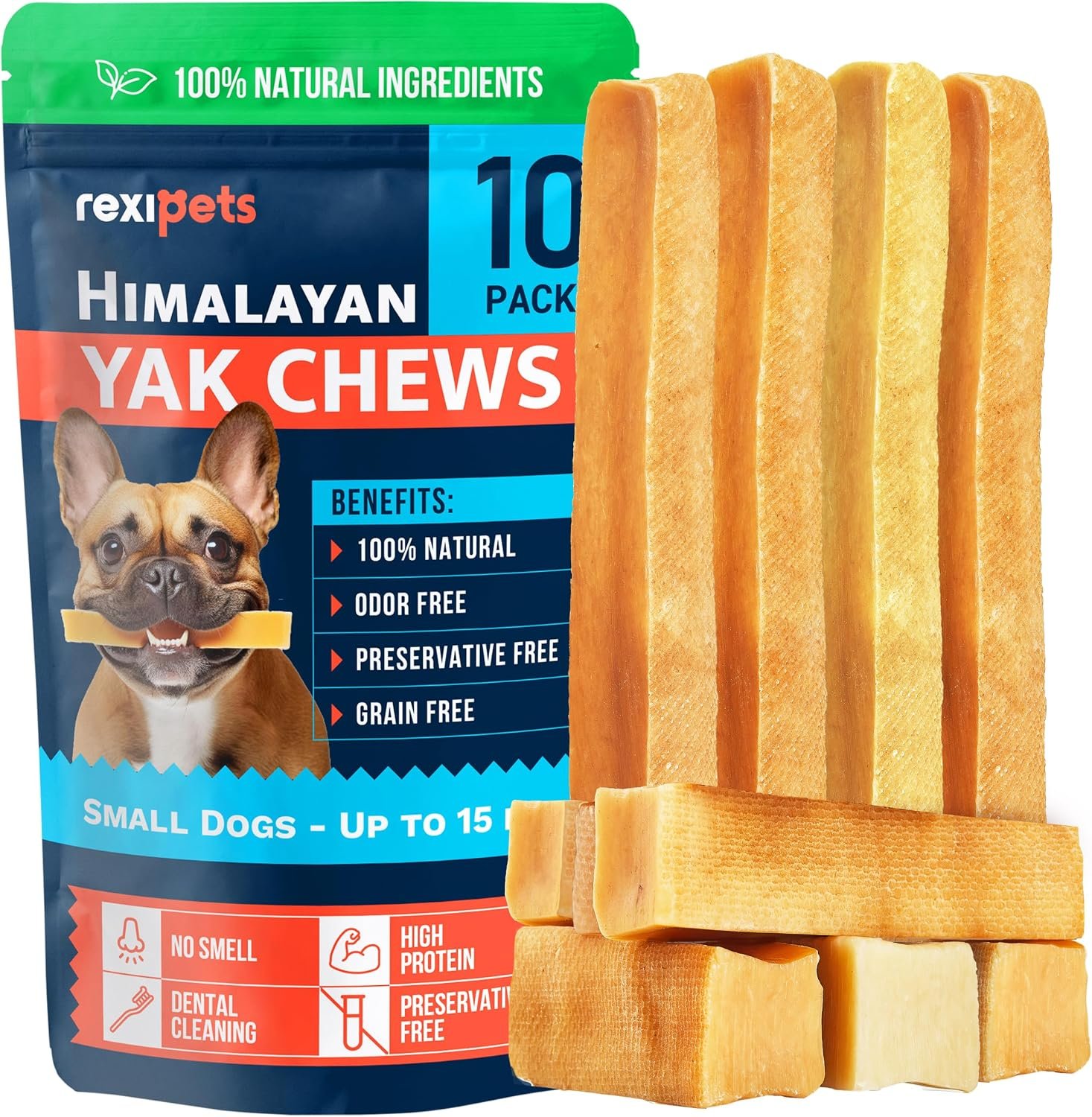 100% Natural Yak Cheese Himalayan Made Dog Chews All Breeds – Lactose Free Yak Chew for Small Medium & Large Dogs – Dental Cleaning Dog Chews for Aggressive Chewers – Long Lasting Odor & Gluten Free